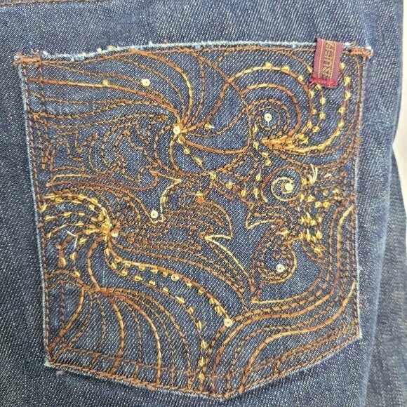 Vintage Buffalo David Bitton Sz 30 Poem Jeans Low Rise Wide Leg Dark Dingy Wash - Picture 11 of 11